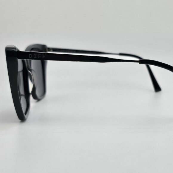 Diff Eyewear Becky II Black Frame Polarized Dark Smoke Lens Cat Eye Sunglasses - Picture 5 of 16